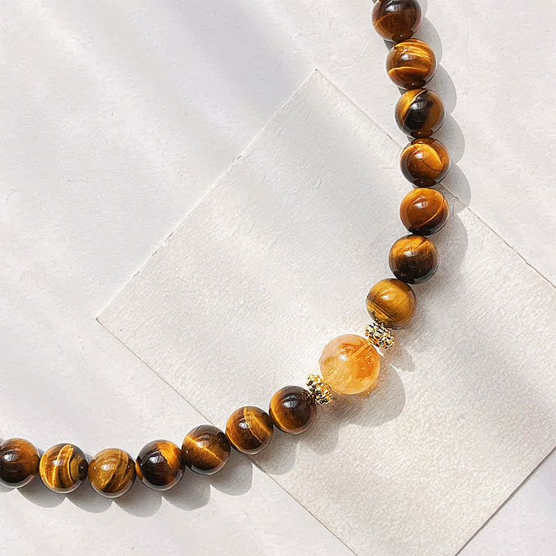 Buddha Stones Natural Tiger Eye Citrine Bead Courage Necklace - image 8