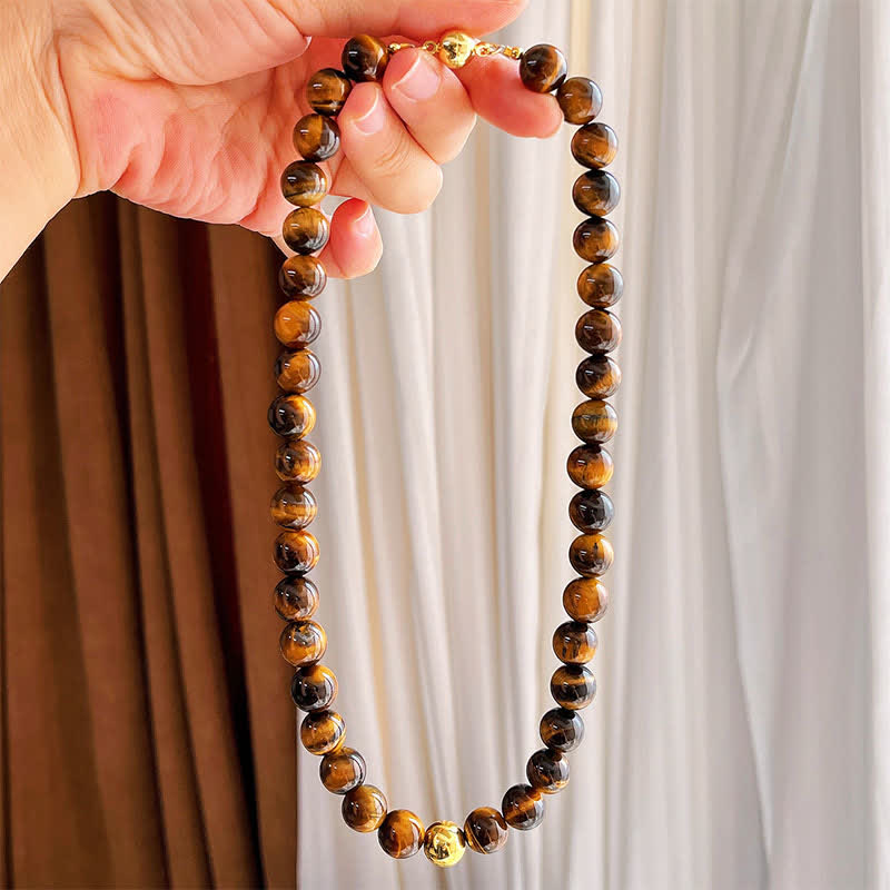 Buddha Stones Natural Tiger Eye Copper Bead Courage Necklace - image 6