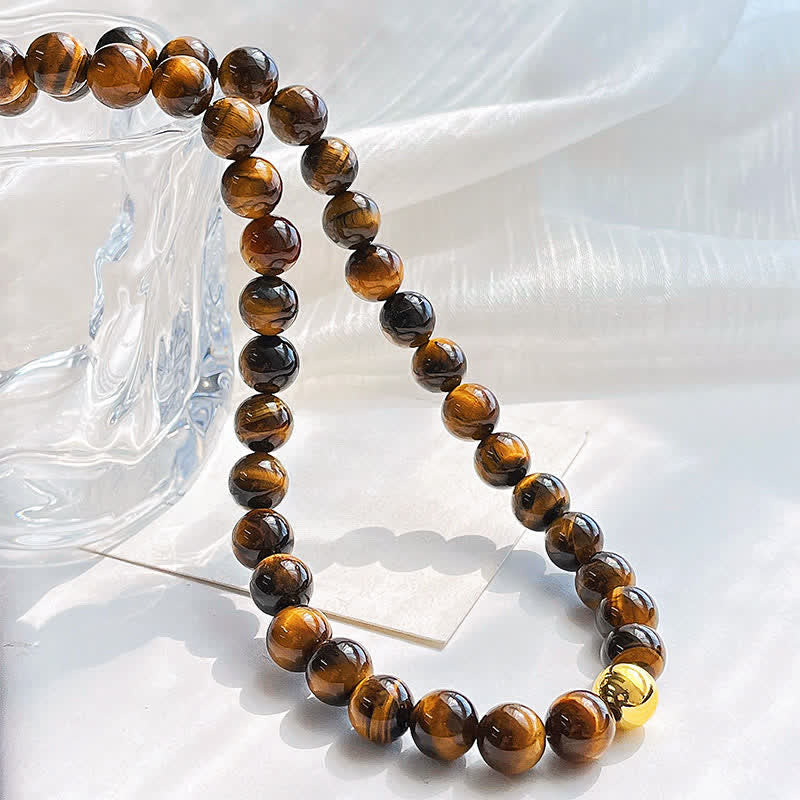 Buddha Stones Natural Tiger Eye Copper Bead Courage Necklace - image 4