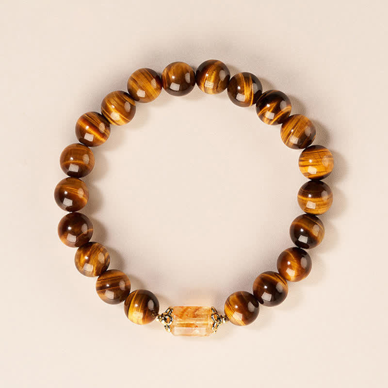 Buddha Stones Tiger Eye Citrine Bead Strength Bracelet - Tiger Eye(Wrist Circumference:15–16 cm) - image 0