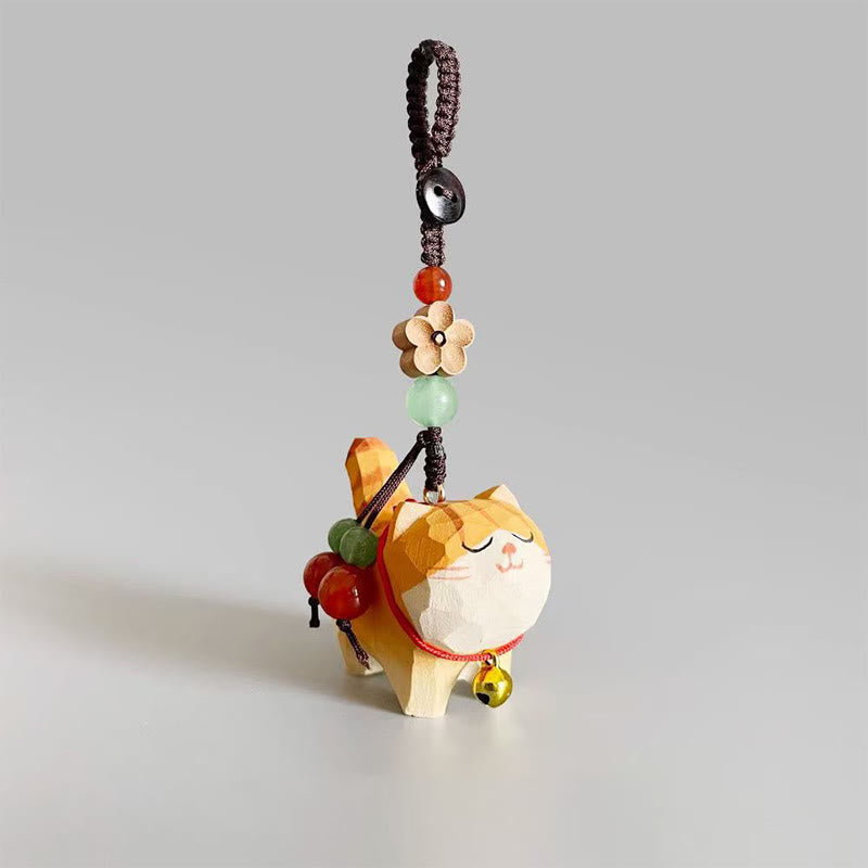 FREE Today: Purity and Focus Orange Tabby Cat Linden Wood Peach Wood Peace Safe Plum Blossom Om Mani Padme Hum Purity Key Chain - Plum Blossom - image 1