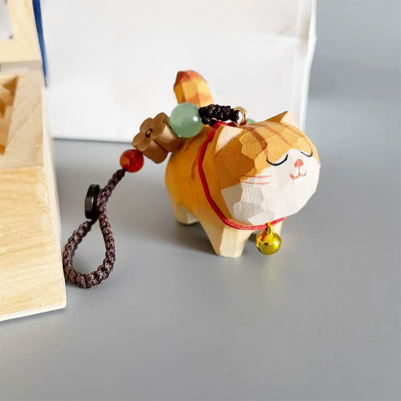 FREE Today: Purity and Focus Orange Tabby Cat Linden Wood Peach Wood Peace Safe Plum Blossom Om Mani Padme Hum Purity Key Chain - image 3