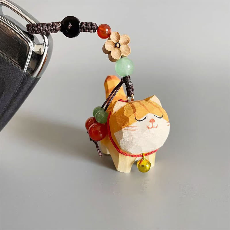 FREE Today: Purity and Focus Orange Tabby Cat Linden Wood Peach Wood Peace Safe Plum Blossom Om Mani Padme Hum Purity Key Chain - image 6