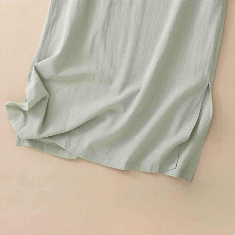 Buddha Stones Summer Minimalist Side Slit Solid Women's Summer Sleeveless Dress With Pocket - image 6