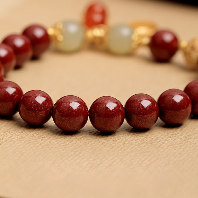 Buddha Stones Natural Cinnabar Fu Character Peanut Good Things Happen Blessing Bracelet - image 4