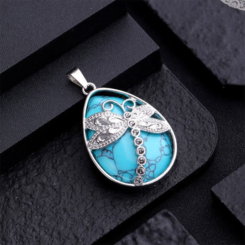 Buddha Stones Natural Green Aventurine Dragonfly Teardrop Shape Inlay Crystal Balance Necklace - image 19