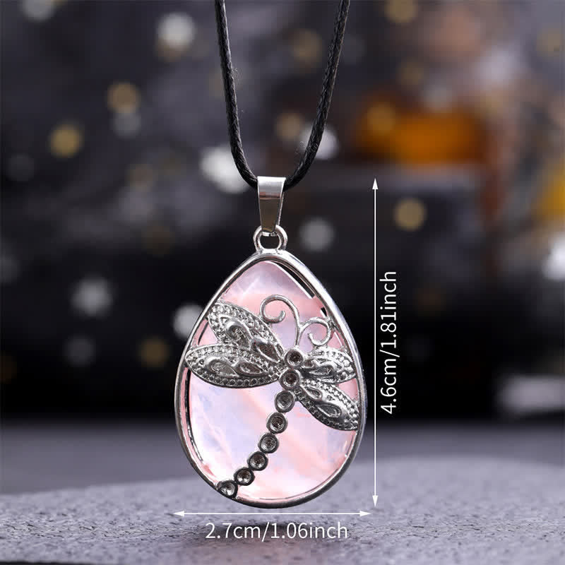 Buddha Stones Natural Green Aventurine Dragonfly Teardrop Shape Inlay Crystal Balance Necklace - image 28