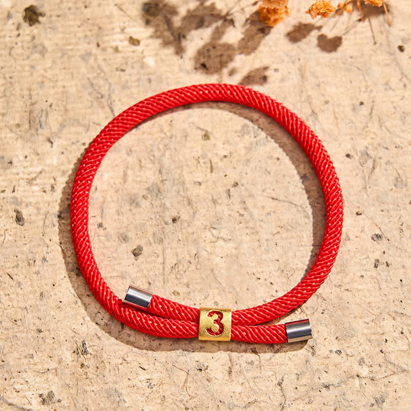 Buddha Stones Single-Digit Angel Numbers Adjustable String Protection Bracelet - Red Rope(Wrist Circumference: 15-23cm) - 3 - image 12