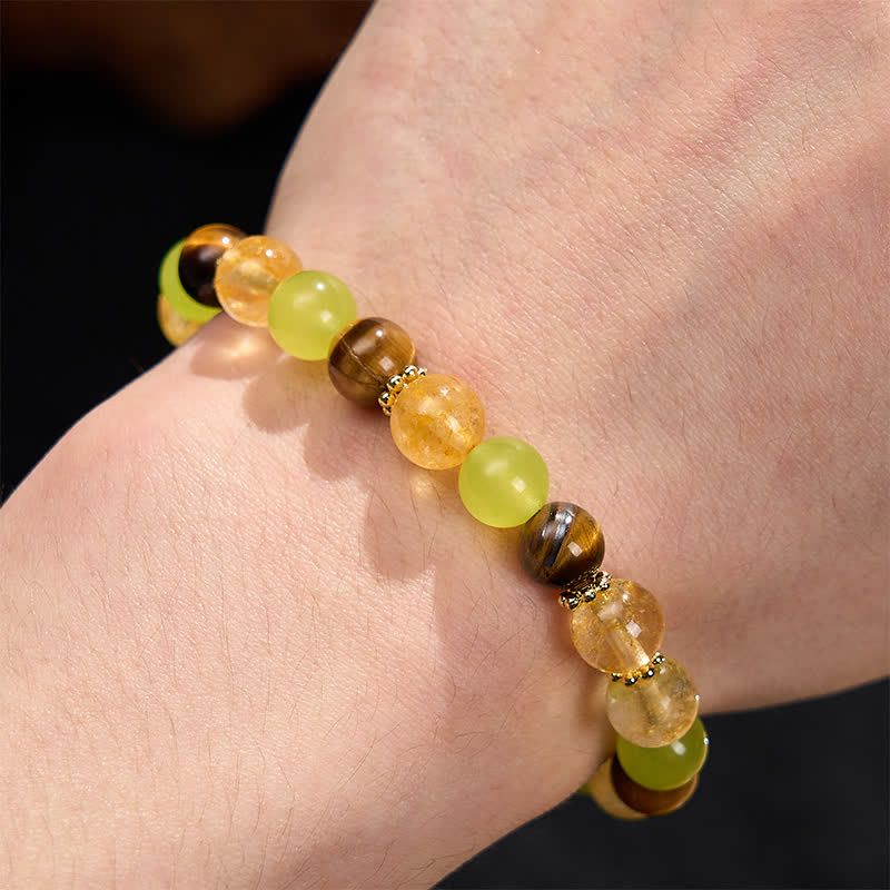 FREE Today: Prosperity and Happiness Natural Citrine Tiger Eye Green Jade Bracelet - image 5