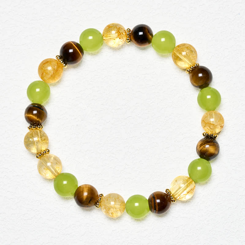 FREE Today: Prosperity and Happiness Natural Citrine Tiger Eye Green Jade Bracelet - image 1