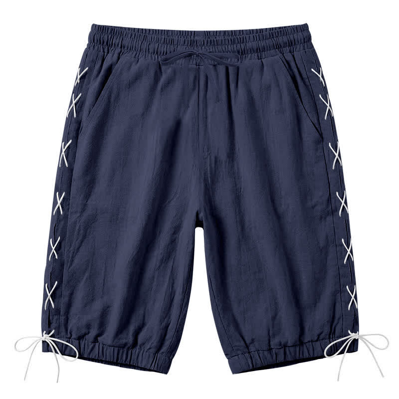 Buddha Stones Summer Casual Drawstring Side Slit Solid Bermuda Shorts Men's Straight Leg Pants With Pockets - MidnightBlue - US/UK/AU44,EU54 (3XL) - image 43
