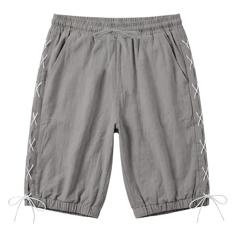 Buddha Stones Summer Casual Drawstring Side Slit Solid Bermuda Shorts Men's Straight Leg Pants With Pockets - Gray - US/UK/AU44,EU54 (3XL) - image 35
