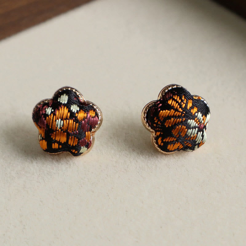 Buddha Stones Song Brocade Flower Balance Earrings - Black - image 2
