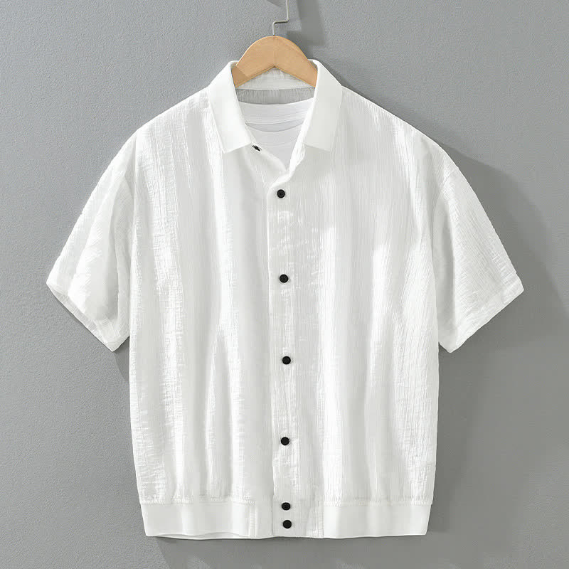 Buddha Stones Summer Casual Minimalist Button-Up Solid Men's Shirts - White - US/UK/AU42,EU52 (3XL) - image 11