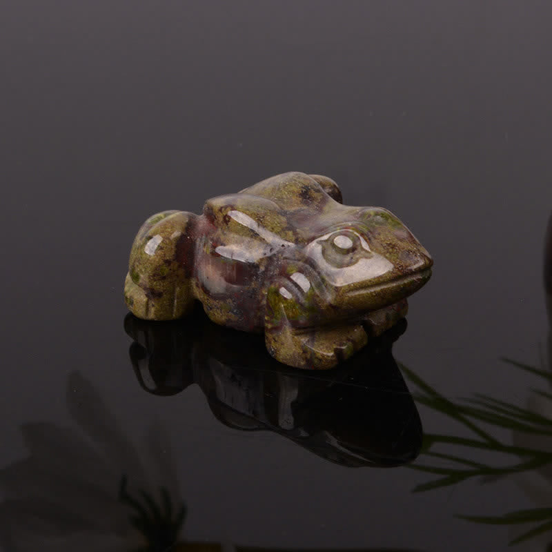 Buddha Stones Natural Green Aventurine Clear Quartz Frog Wealth Crystal & Stone Decor - Bloodstone(Strength ♥ Healthy) - image 12