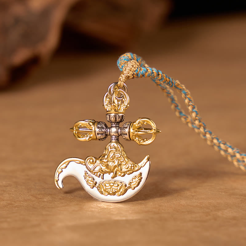 Buddha Stones Copper Vajra Grounding Tibetan Relief Carved Totem Charm Necklace Pendant - Copper( Balance♥Self Care) - image 0