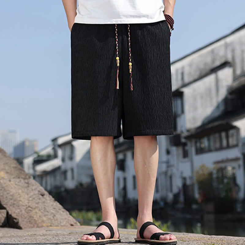 Buddha Stones Summer Casual Drawstring Solid Bermuda Shorts Men's With Pockets - Black - US/UK/AU46,EU56 (5XL) - image 9
