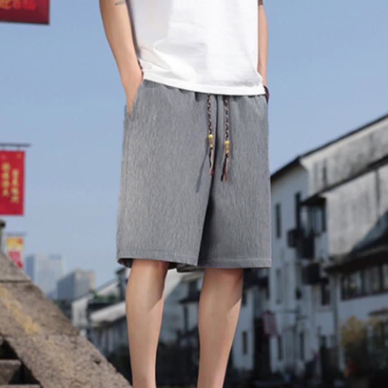 Buddha Stones Summer Casual Drawstring Solid Bermuda Shorts Men's With Pockets - Silver - US/UK/AU46,EU56 (5XL) - image 18