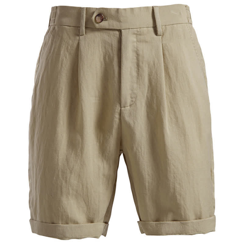 Buddha Stones Summer Casual Classic Zipper Button Solid Bermuda Shorts Men's With Pockets - Tan - US/UK/AU42,EU52 (2XL) - image 0