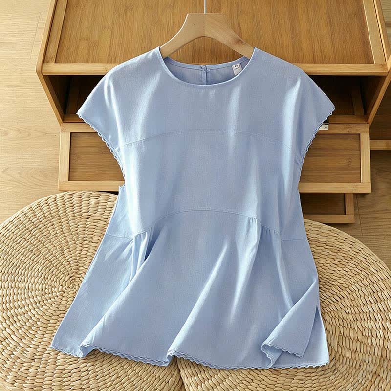 Buddha Stones Summer Casual Solid Crew Neck Women's Cap Sleeve T-Shirts Tank Top - PowderBlue - US14,UK/AU18,EU46 (2XL) - image 8