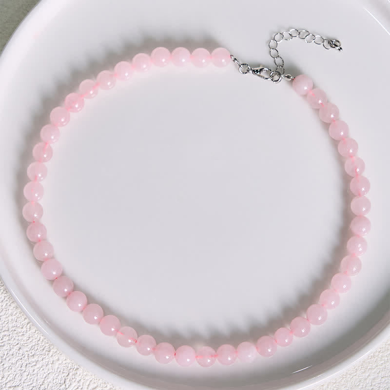 Buddha Stones Natural Rose Quartz Bead Peace Necklace - image 2
