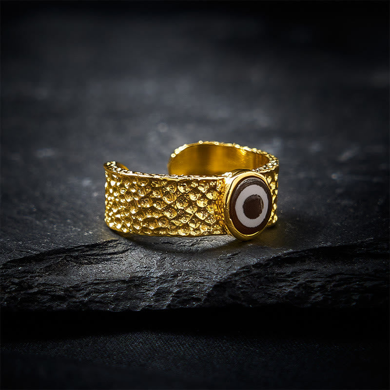 Buddha Stones Dzi Beads Copper Brass Wealth Adjustable Ring - Copper(Wealth ♥ Luck) - image 0
