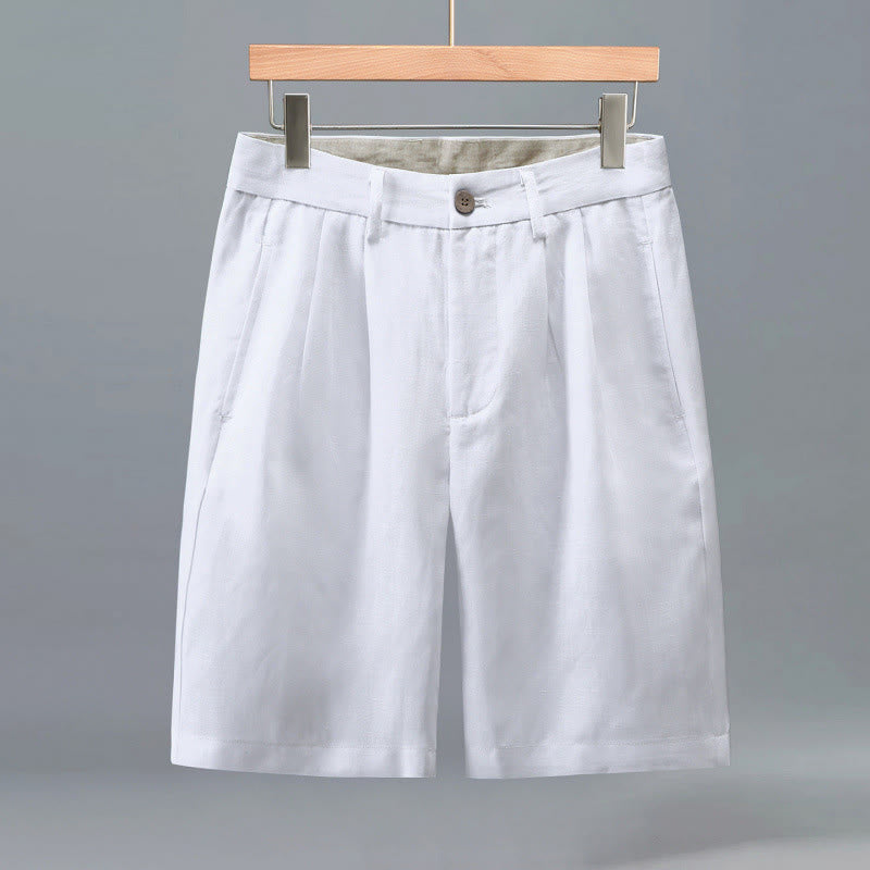 Buddha Stones Summer Casual Button Zipper Design Solid Front Pleats Men's Shorts With Pockets - White - US/UK/AU46,EU56 (3XL) - image 9