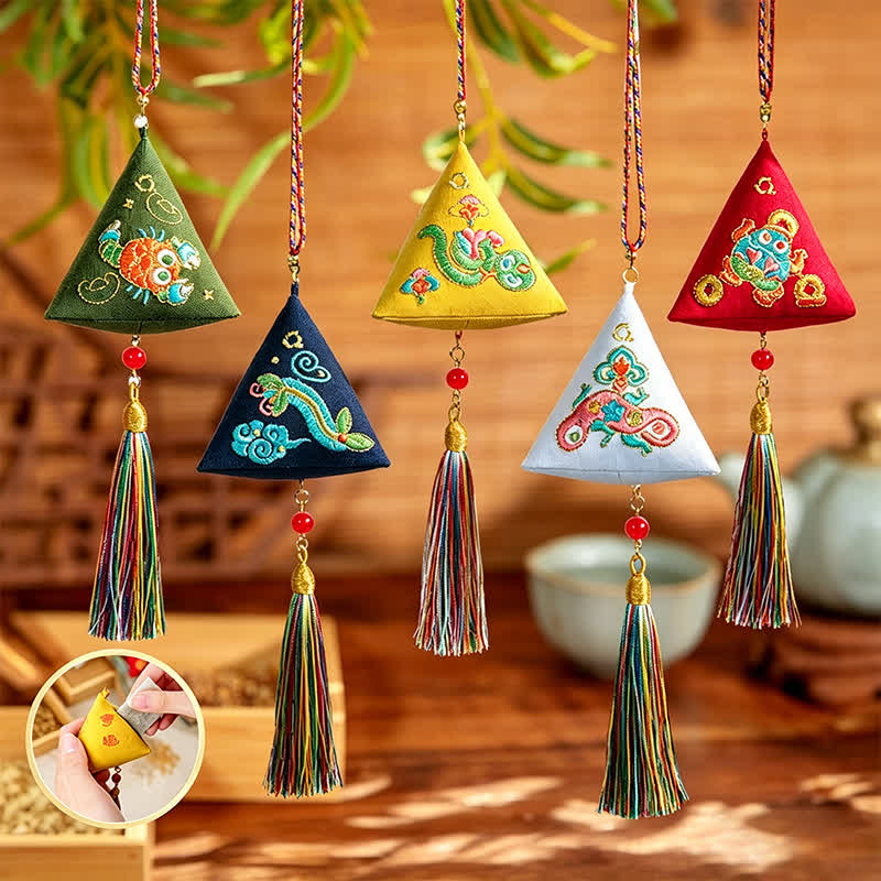 Buddha Stones Polyester Embroidery Zongzi Triangle Scorpion CUTE ANIMAL DECOR - image 25
