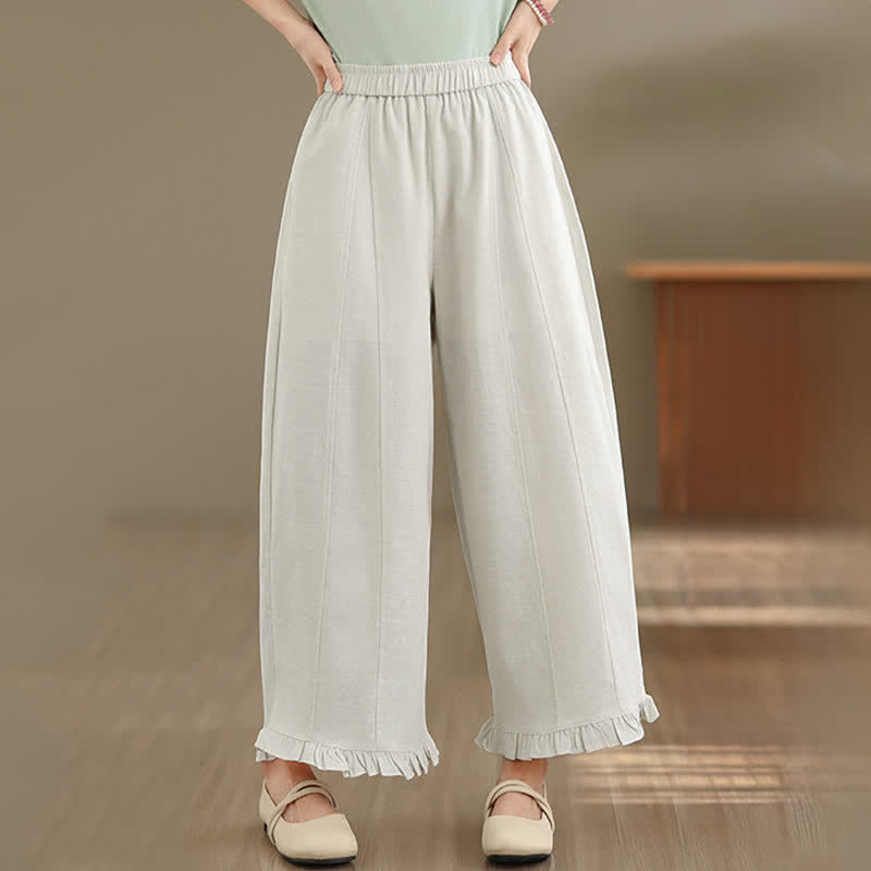 Buddha Stones Summer Casual Minimalist Solid Cropped Pants Women's Wide Leg Pants With Pocket - LightCyan - US8-10,UK/AU12-14,EU40-42 (2XL) - image 27