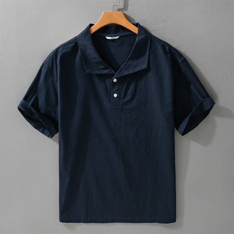 Buddha Stones Summer Casual Minimalist Button-Up Solid Lapel Men's Short Sleeve Shirts - MidnightBlue - US/UK/AU42,EU52 (3XL) - image 9