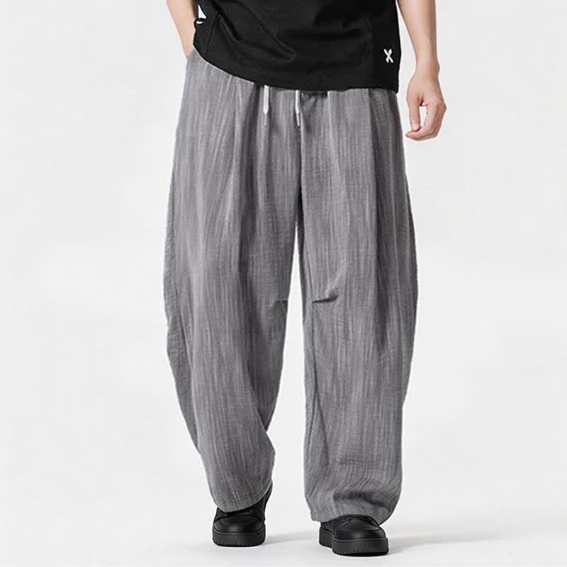 Buddha Stones Spring Summer Casual Minimalist Drawstring Solid Long Pants Men's Straight Leg Pants With Pocket - Gray - US/UK/AU46,EU56 (5XL) - image 23
