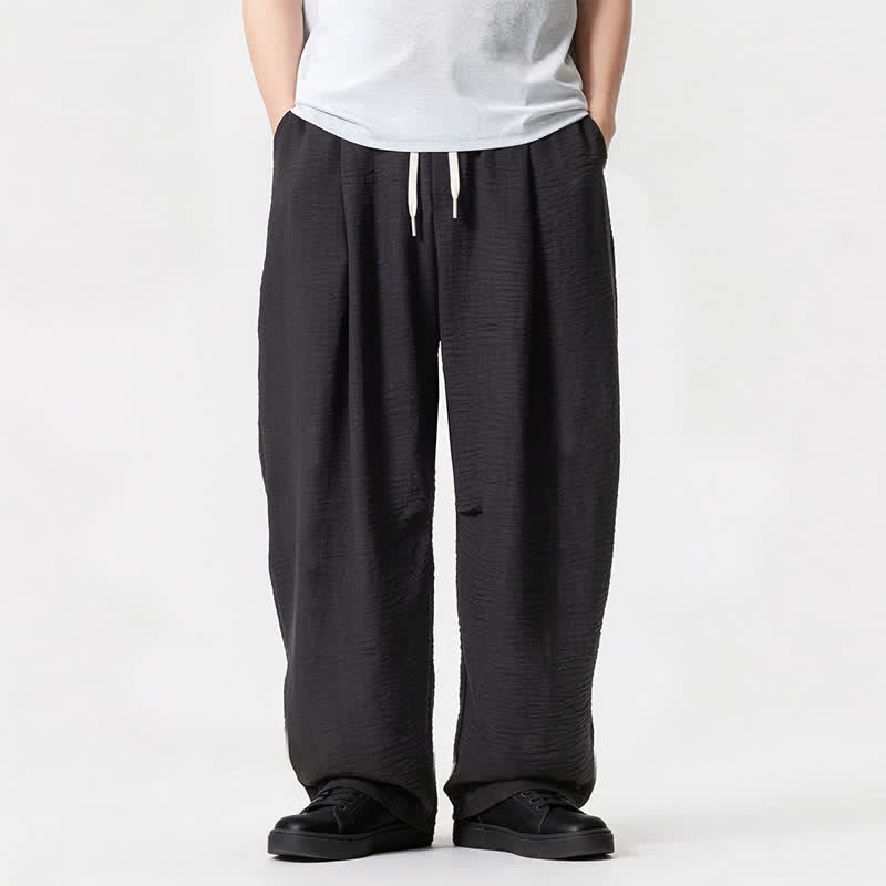 Buddha Stones Spring Summer Casual Minimalist Drawstring Solid Long Pants Men's Straight Leg Pants With Pocket - Black - US/UK/AU46,EU56 (5XL) - image 35
