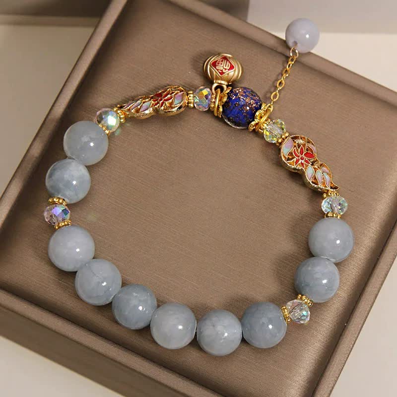 FREE Today: Luck and Healing Aquamarine Fu Character Cloisonné Gourd Dangle Round Bracelet - image 8