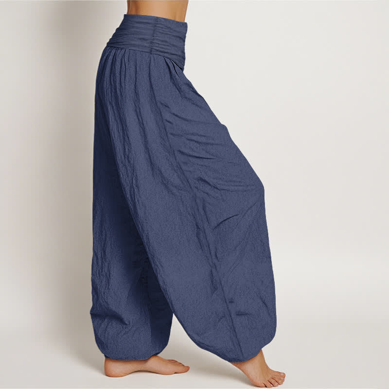 Buddha Stones Pure Cotton Golden Ganesha Pattern Women's Elastic Waist Harem Pants - image 7