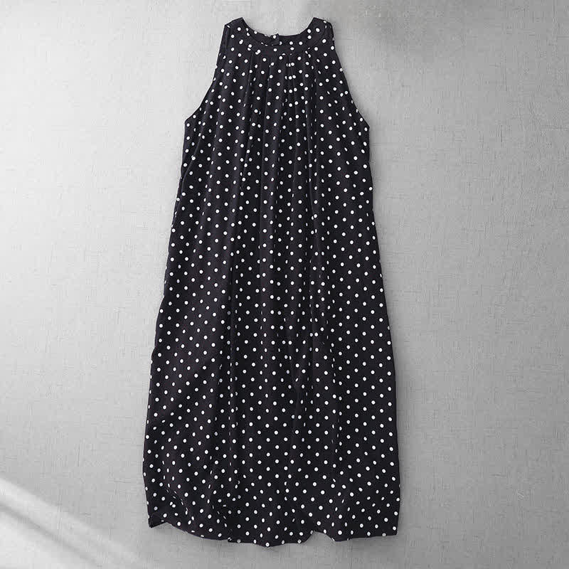 Buddha Stones Summer Vintage Polka Dot Women's Summer Sleeveless Dress - Black - US14,UK/AU18,EU46 (2XL) - image 10