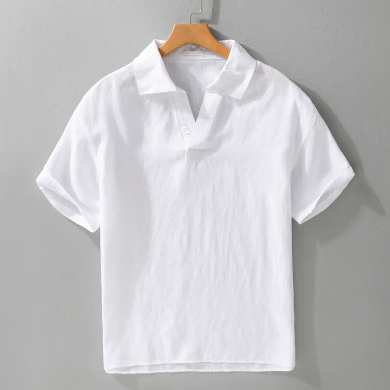 Buddha Stones Summer Casual Minimalist Solid Men's Short Sleeve Shirts - White - US/UK/AU42,EU52 (3XL) - image 9