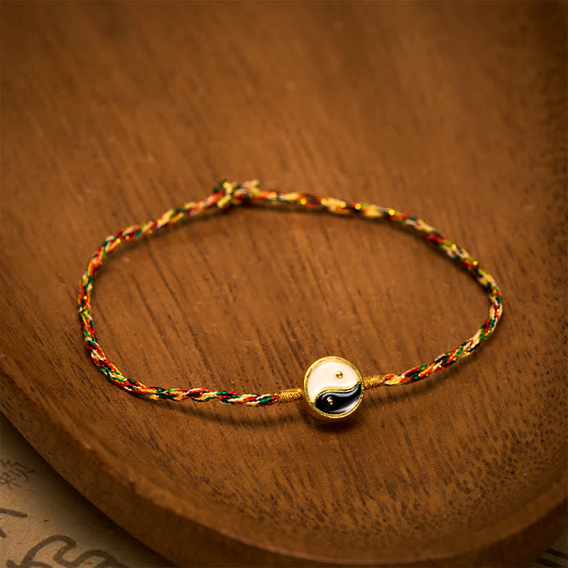 Buddha Stones Hand-Woven Yin Yang Red String Protection Braided Minimalist Bracelet - image 1