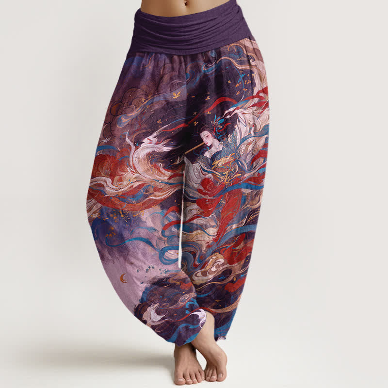 Buddha Stones Cotton Dunhuang Oriental Figure Cloud Pattern Women's Elastic Waist Harem Pants - Purple - US16,UK/AU20,EU48 (3XL) - image 8