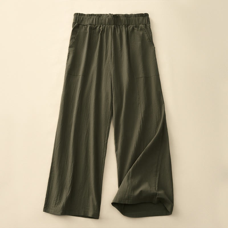 Buddha Stones Spring Summer Casual Minimalist Solid Drawstring Long Pants Women's Straight Leg Pants With Pockets - OliveDrab - US12,UK/AU16,EU44 (2XL) - image 15