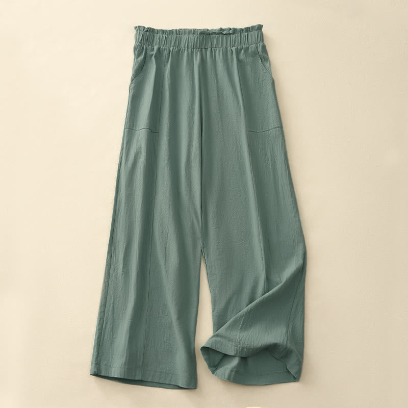 Buddha Stones Spring Summer Casual Minimalist Solid Drawstring Long Pants Women's Straight Leg Pants With Pockets - CadetBlue - US12,UK/AU16,EU44 (2XL) - image 8