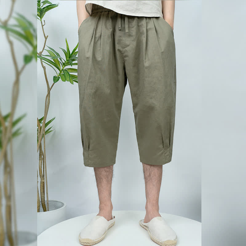Buddha Stones Summer Casual Vintage Drawstring Solid Men's Harem Pants With Pockets - OliveDrab - US/UK/AU44,EU54 (4XL) - image 0