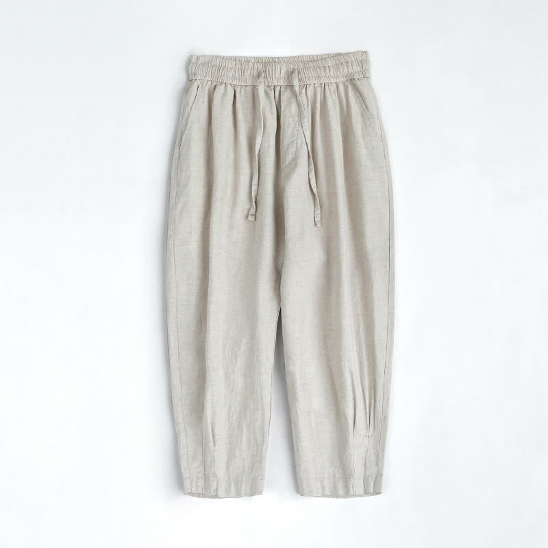 Buddha Stones Summer Casual Vintage Drawstring Solid Men's Harem Pants With Pockets - Linen - US/UK/AU44,EU54 (4XL) - image 12
