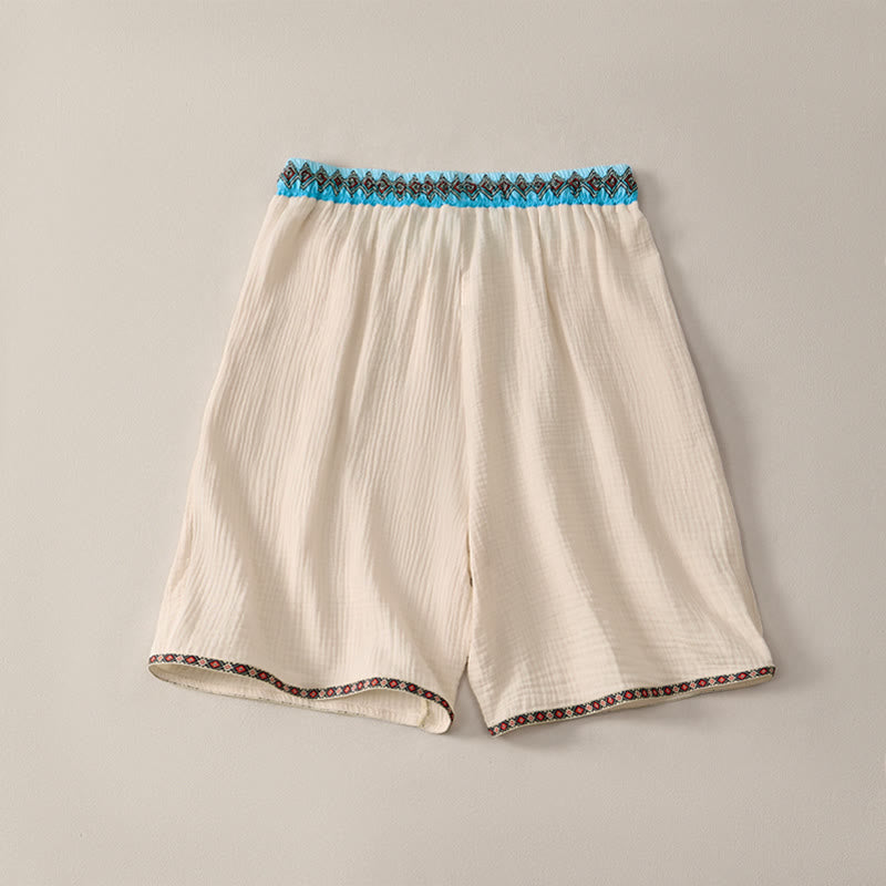 Buddha Stones Summer Boho Casual Drawstring Geometric Bermuda Shorts Men's With Pockets - image 1