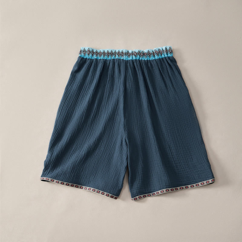 Buddha Stones Summer Boho Casual Drawstring Geometric Bermuda Shorts Men's With Pockets - image 8