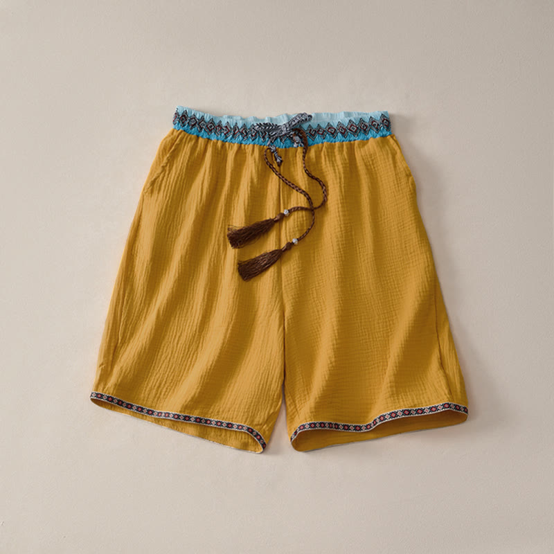 Buddha Stones Summer Boho Casual Drawstring Geometric Bermuda Shorts Men's With Pockets - Goldenrod - US/UK/AU44, EU54 (3XL) - image 14