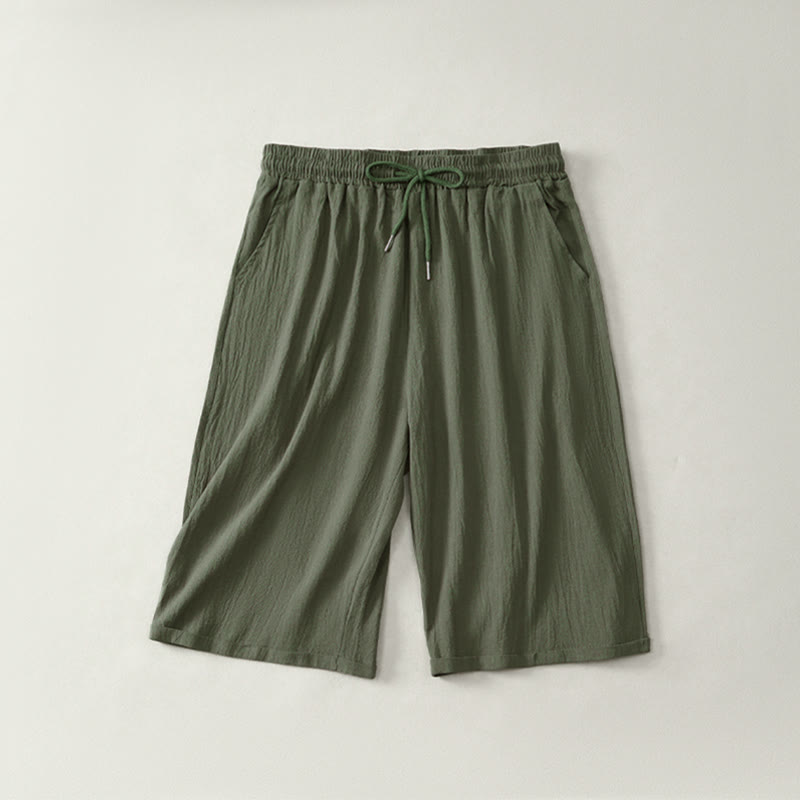 Buddha Stones Summer Casual Drawstring Solid Bermuda Shorts Women's Straight Leg Pants With Pockets - DarkOliveGreen - US14,UK/AU18,EU46 (3XL) - image 7