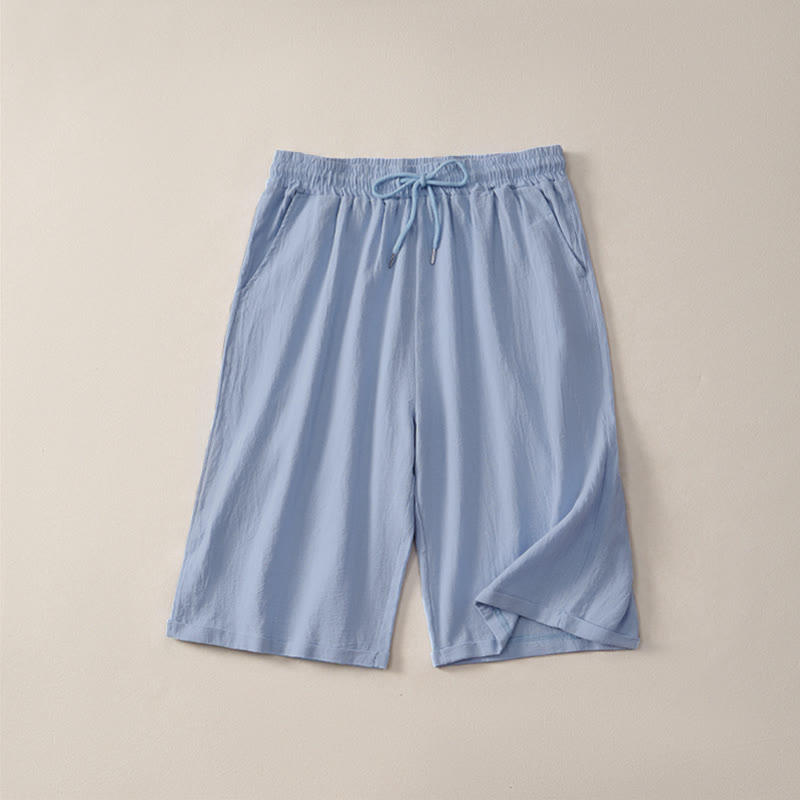 Buddha Stones Summer Casual Drawstring Solid Bermuda Shorts Women's Straight Leg Pants With Pockets - LightSkyBlue - US14,UK/AU18,EU46 (3XL) - image 15