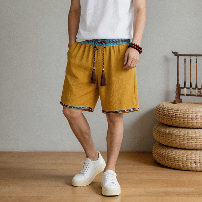 Buddha Stones Summer Boho Casual Drawstring Geometric Bermuda Shorts Men's With Pockets - image 16