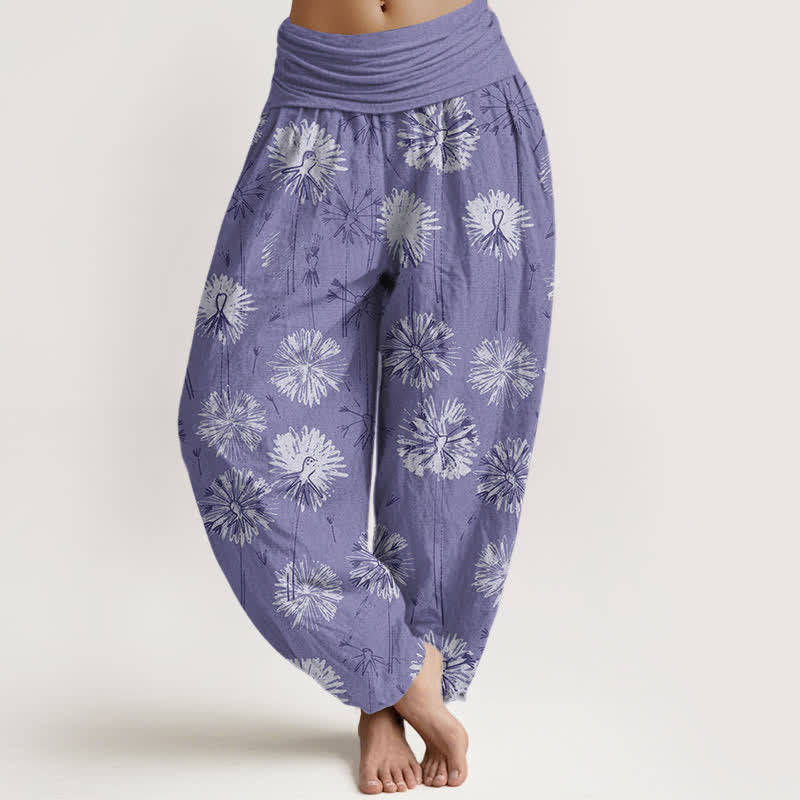 Buddha Stones Pure Cotton Dandelion Burst Pattern Women's Elastic Waist Harem Pants - MediumPurple - US16,UK/AU20,EU48 (3XL) - image 5
