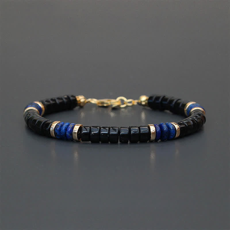FREE Today: Serenity and Support Lapis Lazuli Black Onyx Cube Bead Bracelet - Lapis Lazuli(Wisdom ♥ Truth)(Wrist Circumference: 18-19cm) - image 0
